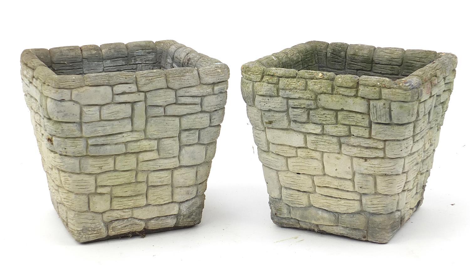 Two pairs of stoneware garden planters, the largest 23cm high : - Image 4 of 9