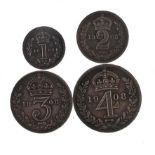 Edward VII 1908 Maundy money coin set :