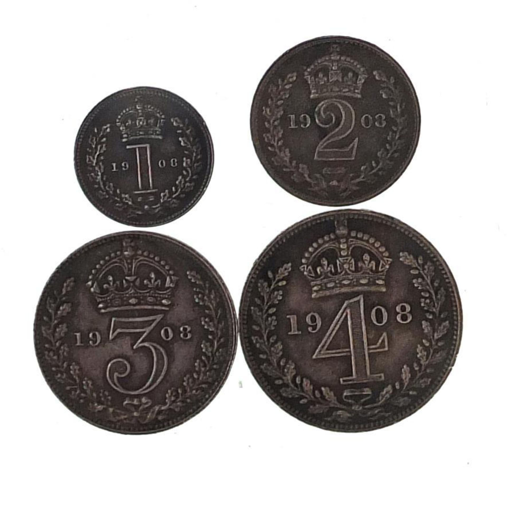 Edward VII 1908 Maundy money coin set :