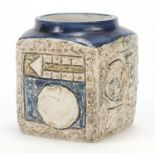 Troika St Ives Pottery marmalade pot, hand painted and incised with an abstract design, 9cm high :