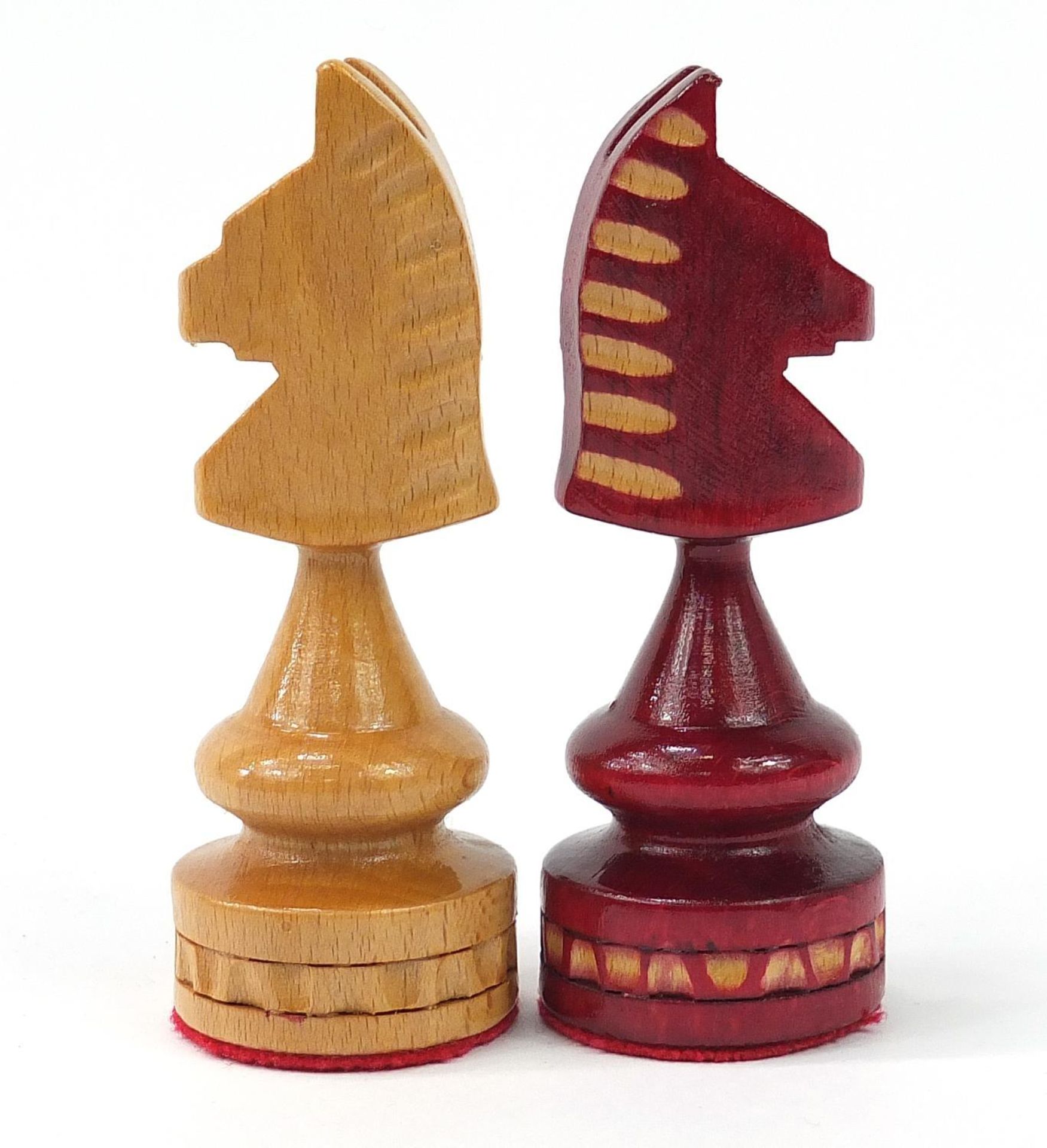 Carved hardwood chess set with folding chess board, the board 54cm x 54cm : - Image 6 of 9