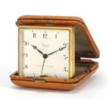 Vintage Imhof automatic calendar eight day travel alarm clock, 8.5cm wide :