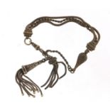 Victorian silver watch chain with tassels, 27cm in length, 21.3g :