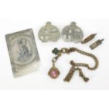 Objects including watch chain, whistle and silver ingot :