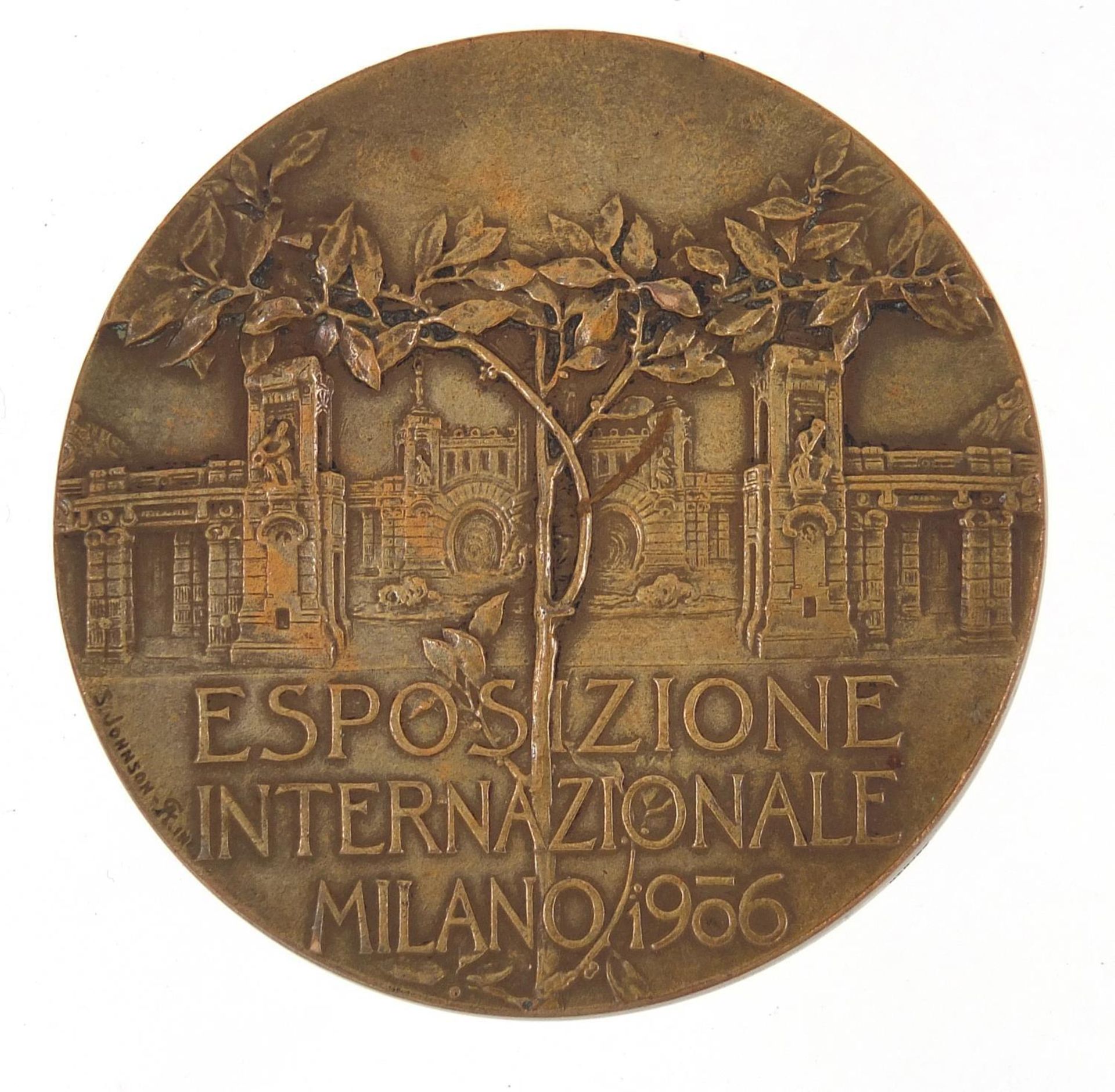 1906 Milan exhibition bronze medallion, 6cm in diameter : - Bild 3 aus 3