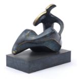 Mid century design patinated bronze study of a female, 36cm wide :