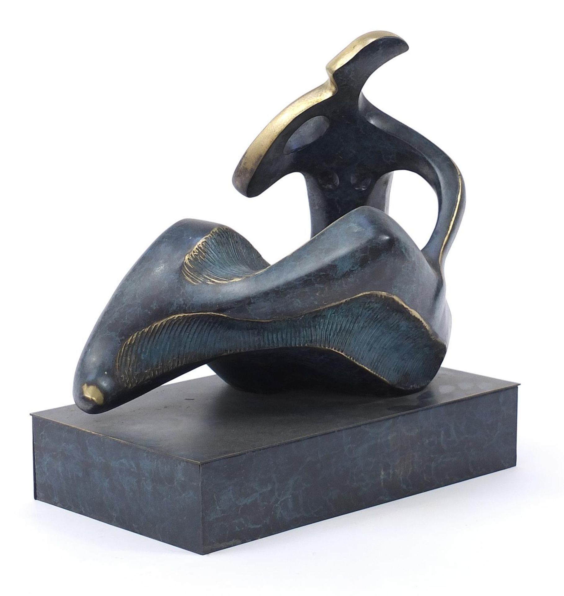 Mid century design patinated bronze study of a female, 36cm wide :