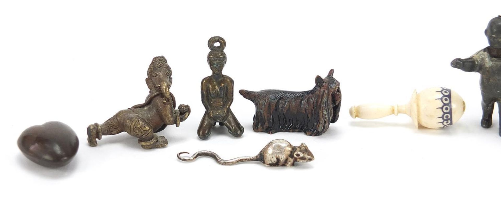 Miniature 19th century and later objects including an Austrian cold painted bronze dog, hedgehog, - Image 2 of 3