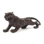 Japanese patinated tiger, 30cm in length :