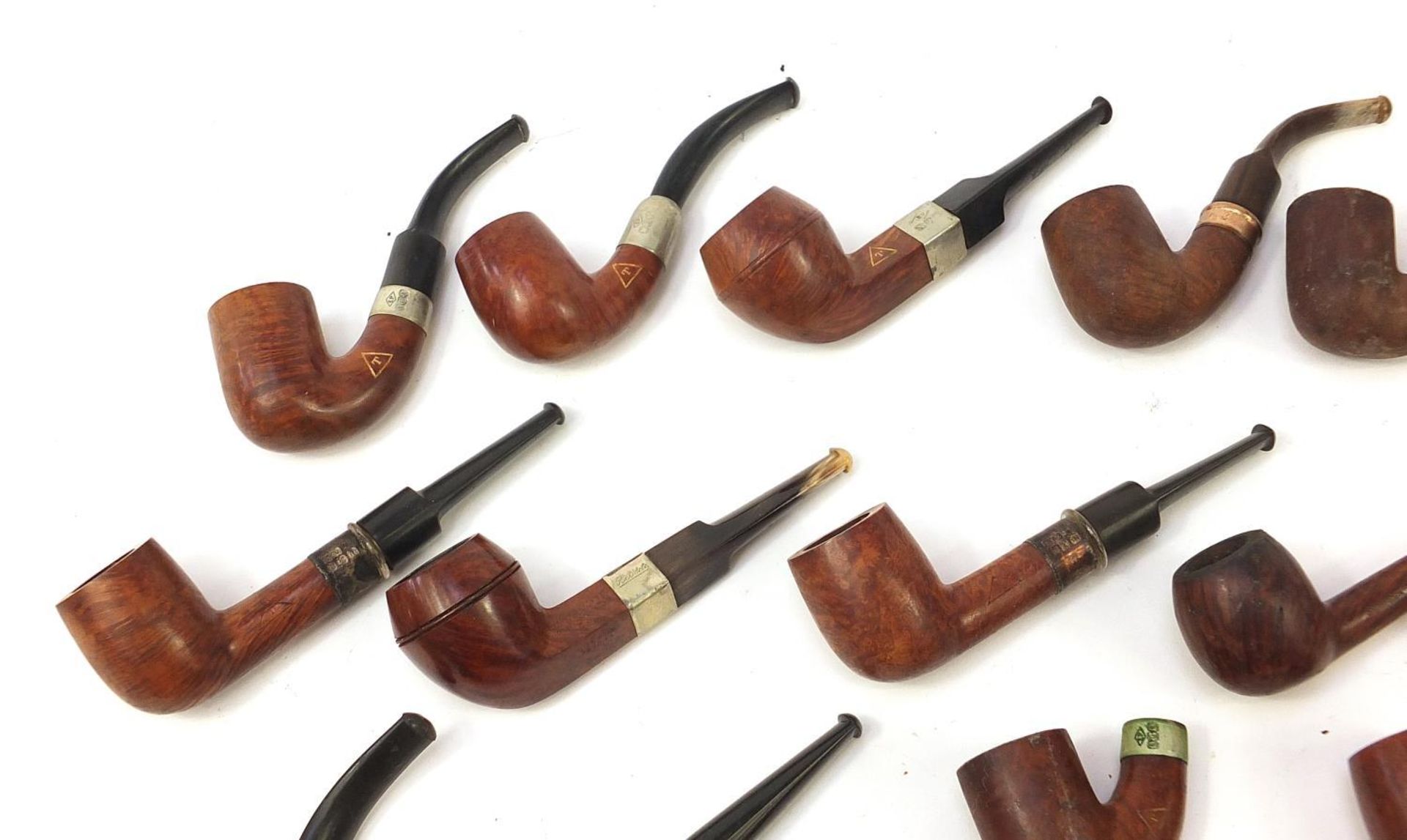 Collection of vintage smoking pipes mostly with silver plated or gold coloured metal collars - Image 2 of 8