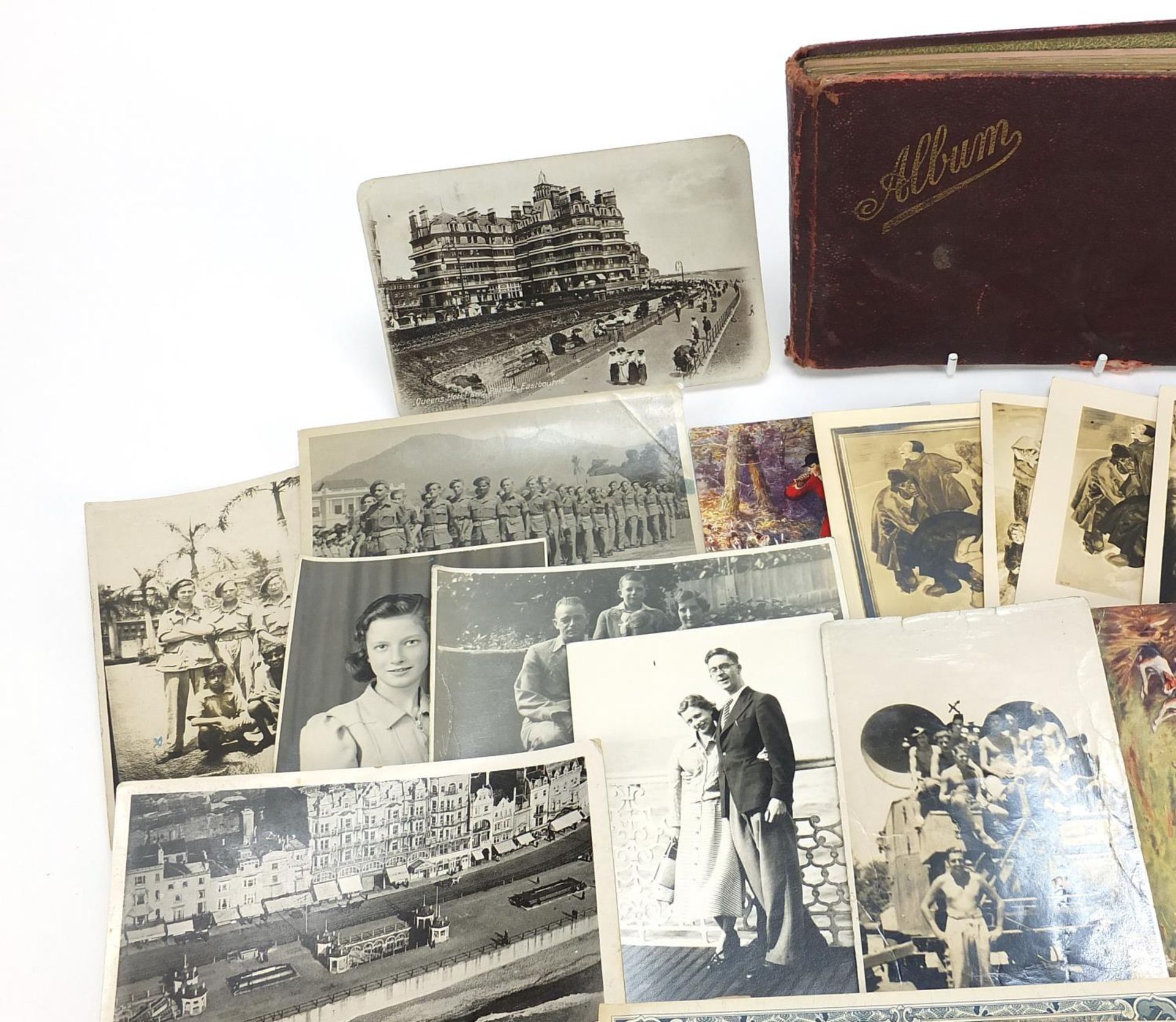 Early 20th century and later ephemera including postcards, banknotes and annotation album with - Image 2 of 6