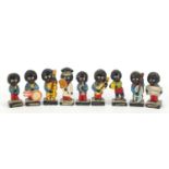 Nine hand painted Robertson figures including a Traffic Warden, the largest 8cm high :