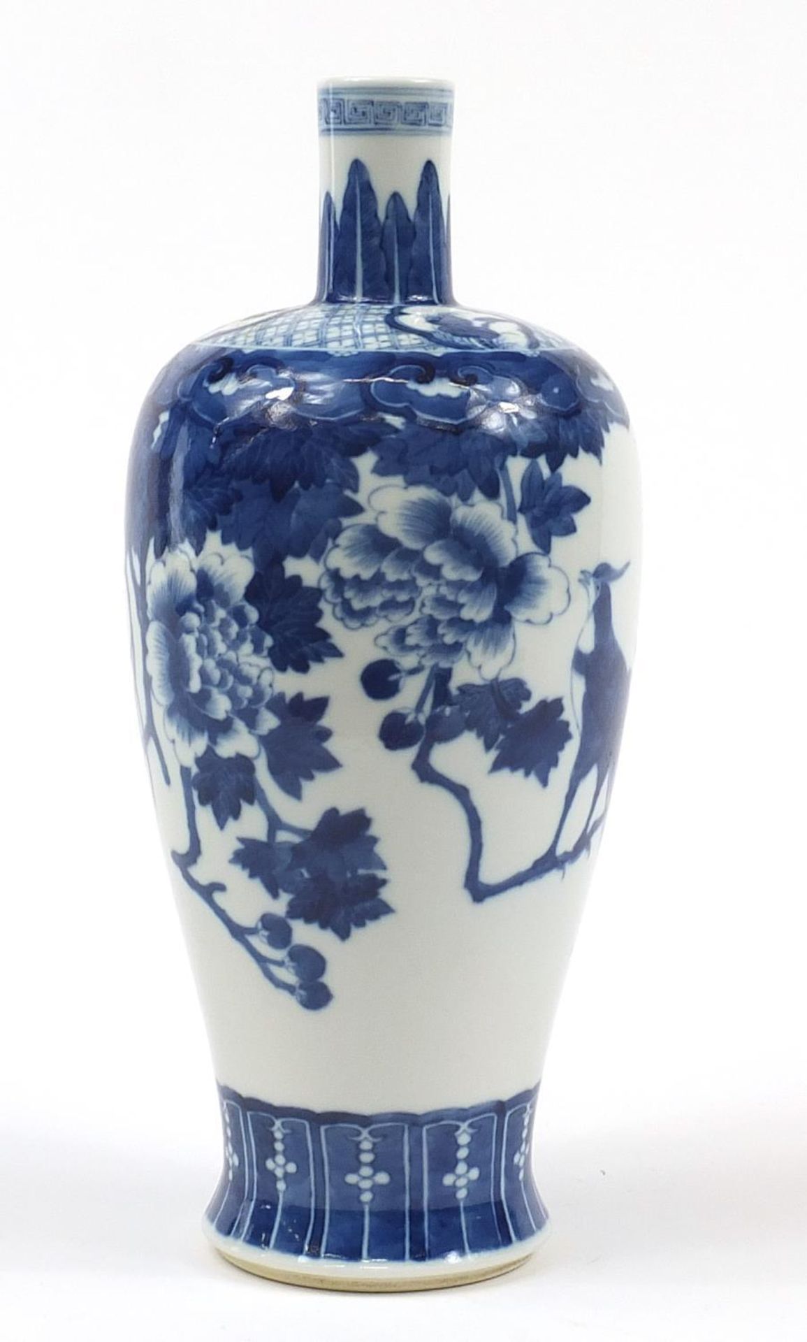 Large Chinese blue and white porcelain vase hand painted with butterflies and a bird amongst - Image 4 of 6