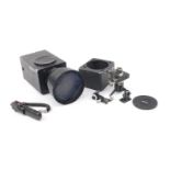 Vintage Angénieux studio camera FX1.66 25X lens attachment and fitted flight cases, the lens