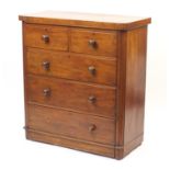 Victorian mahogany five drawer chest, 108.5cm H x 101cm W x 49cm D :