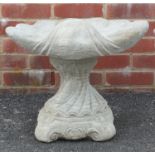 Stoneware garden shell shaped bird bath, 41cm high :