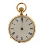 French gold ladies pocket watch with enamel dial, 33mm in diameter, 29.5g :