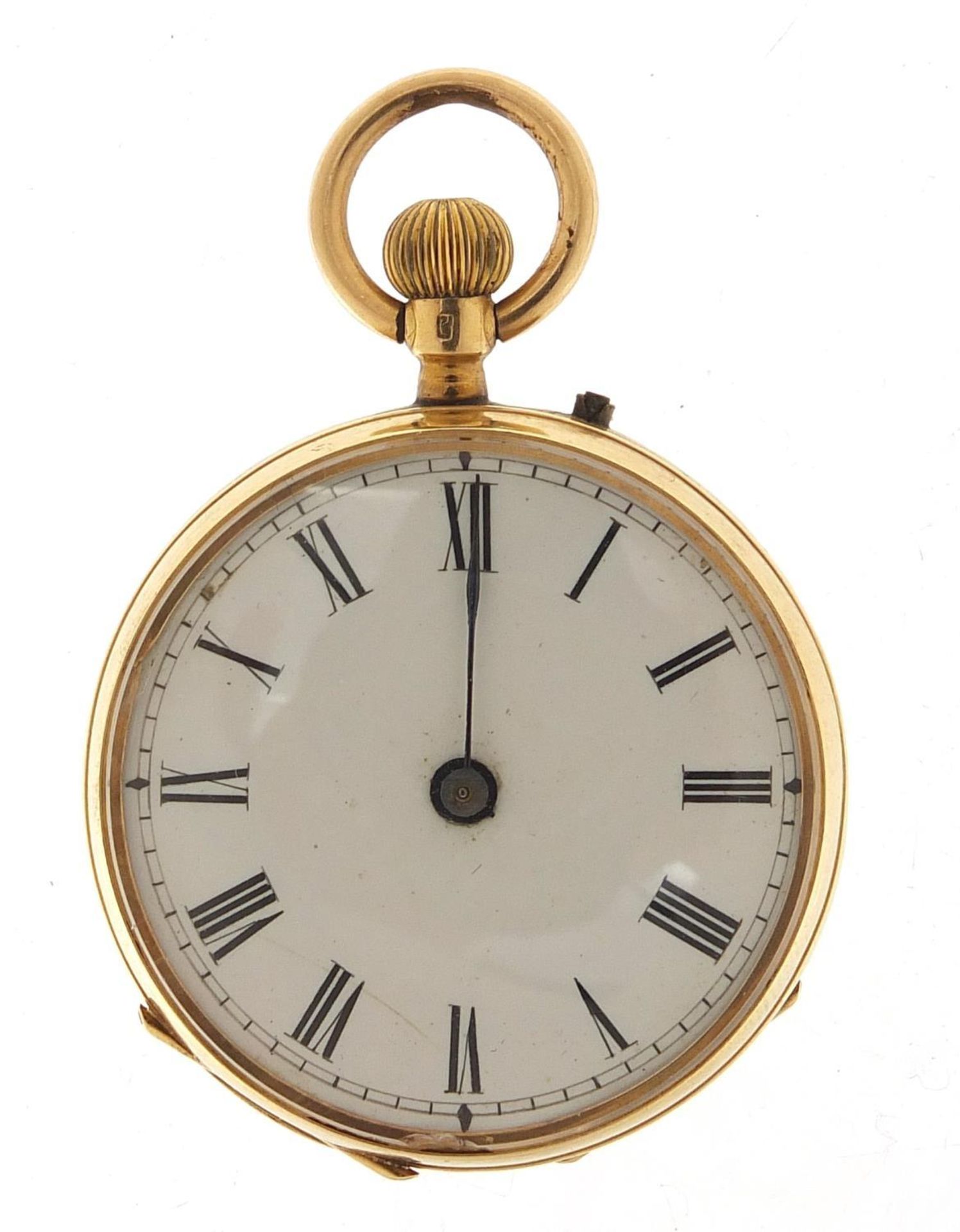 French gold ladies pocket watch with enamel dial, 33mm in diameter, 29.5g :