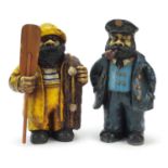 Two hand painted figures in the form of a fisherman and sailor, the largest 28cm high :