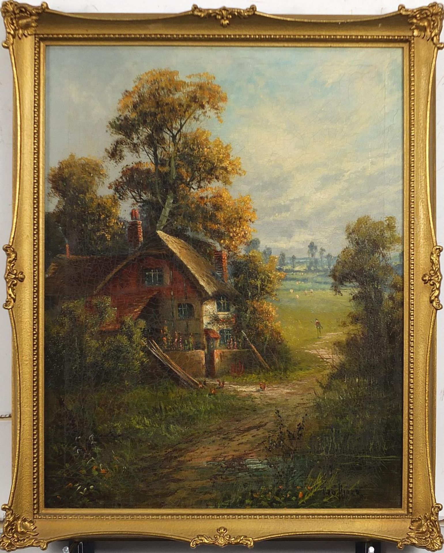 George Hider - Landscapes with cottages, pair of 19th century oil on canvasses, framed, 44cm x - Image 8 of 10