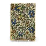 Persian Iznik pottery tile hand painted with flowers, 19.5cm x 13cm :