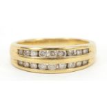 18ct gold diamond two row half eternity ring, 0.5 carat in total, size M, 4.2g :