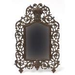 19th century gilt metal acorn man design mirror with bevelled plate, B & H 3504 to the reverse, 38.