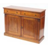 Walnut side cabinet with two drawers above two cupboard doors, 91cm H x 122cm W x 42cm D