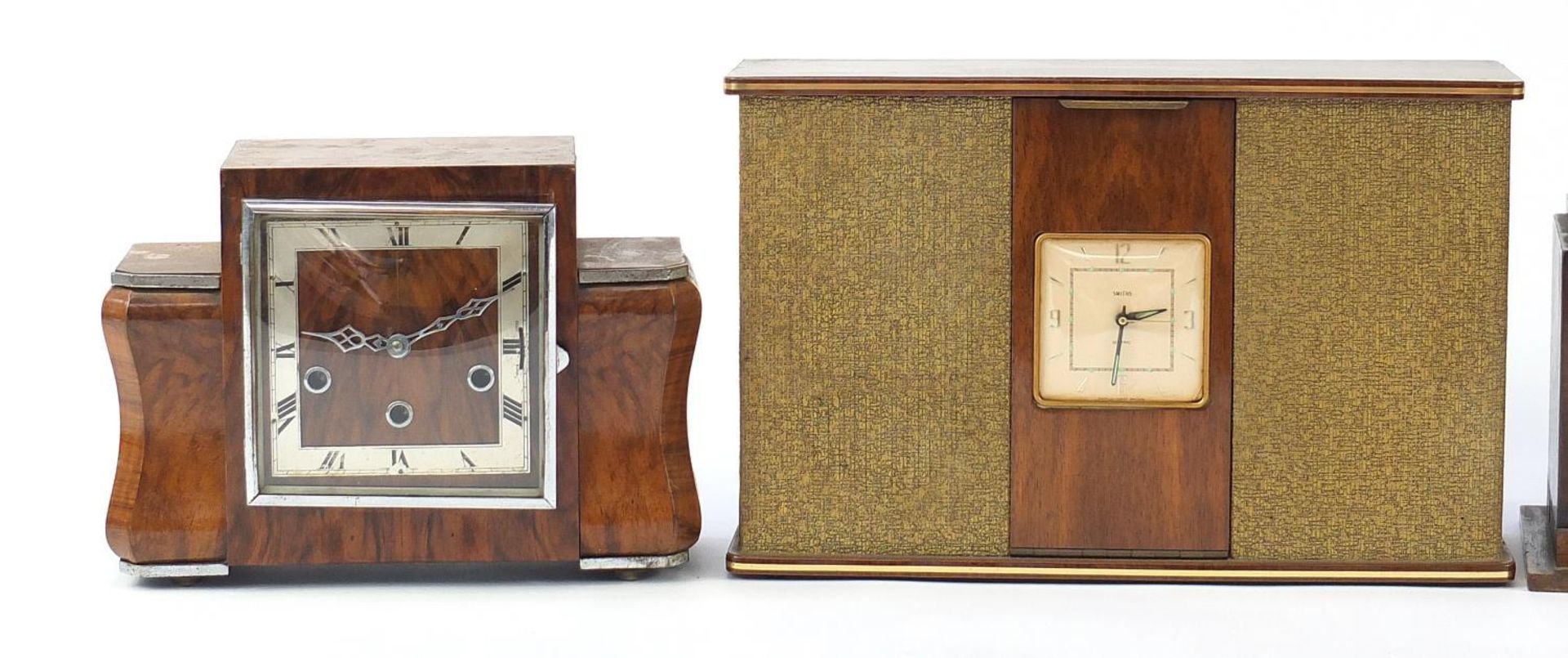 Two Art Deco Westminster chiming mantle clocks and a Smiths example, the largest 41.5cm wide : - Bild 2 aus 8