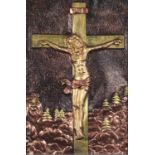 Rectangular relief plaque of corpus Christi, mounted, framed and glazed, 60cm x 40.5cm excluding the