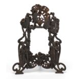 19th century style classical cast iron strut photo frame cast with figures and Putti, 35cm high x