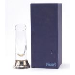 Carrs, as new silver and crystal vase with box, 19.5cm high :
