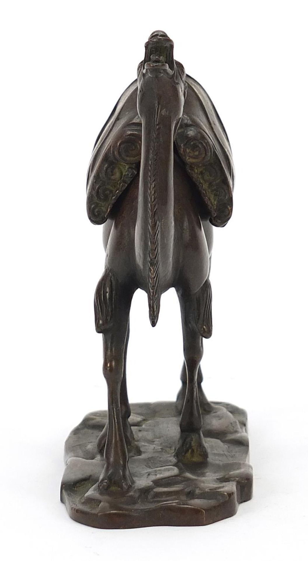 Japanese patinated bronze camel incense burner, character marks to the base, 14.5cm high : - Image 4 of 9