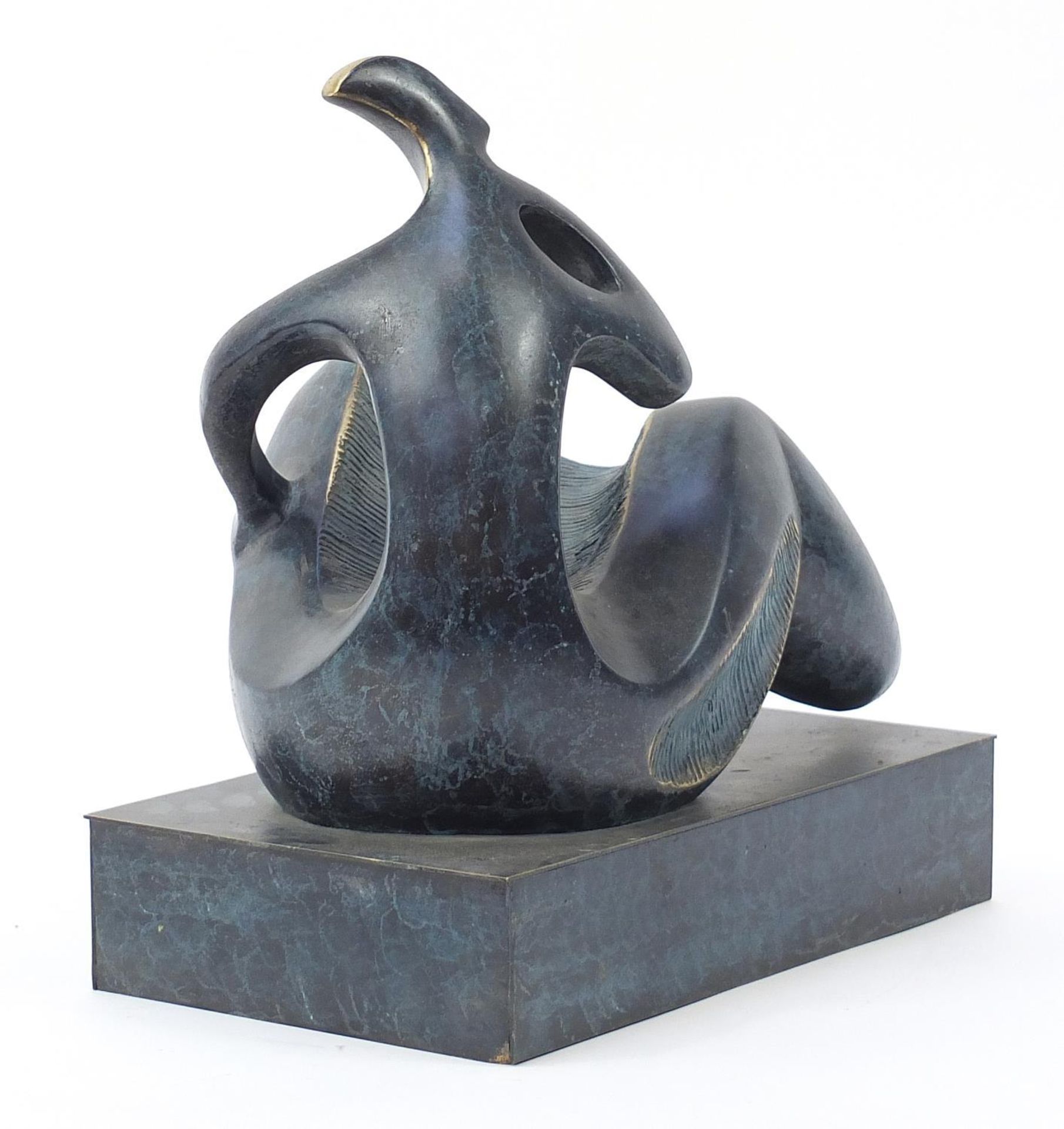 Mid century design patinated bronze study of a female, 36cm wide : - Image 2 of 3
