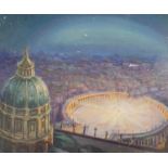 St. Peter's Basilica Rome, oil on board, mounted and framed, 55cm x 45.5cm excluding the mount and