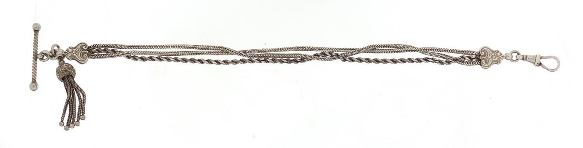 Victorian silver watch chain with tassel, 27cm in length, 18.0g : - Image 3 of 3