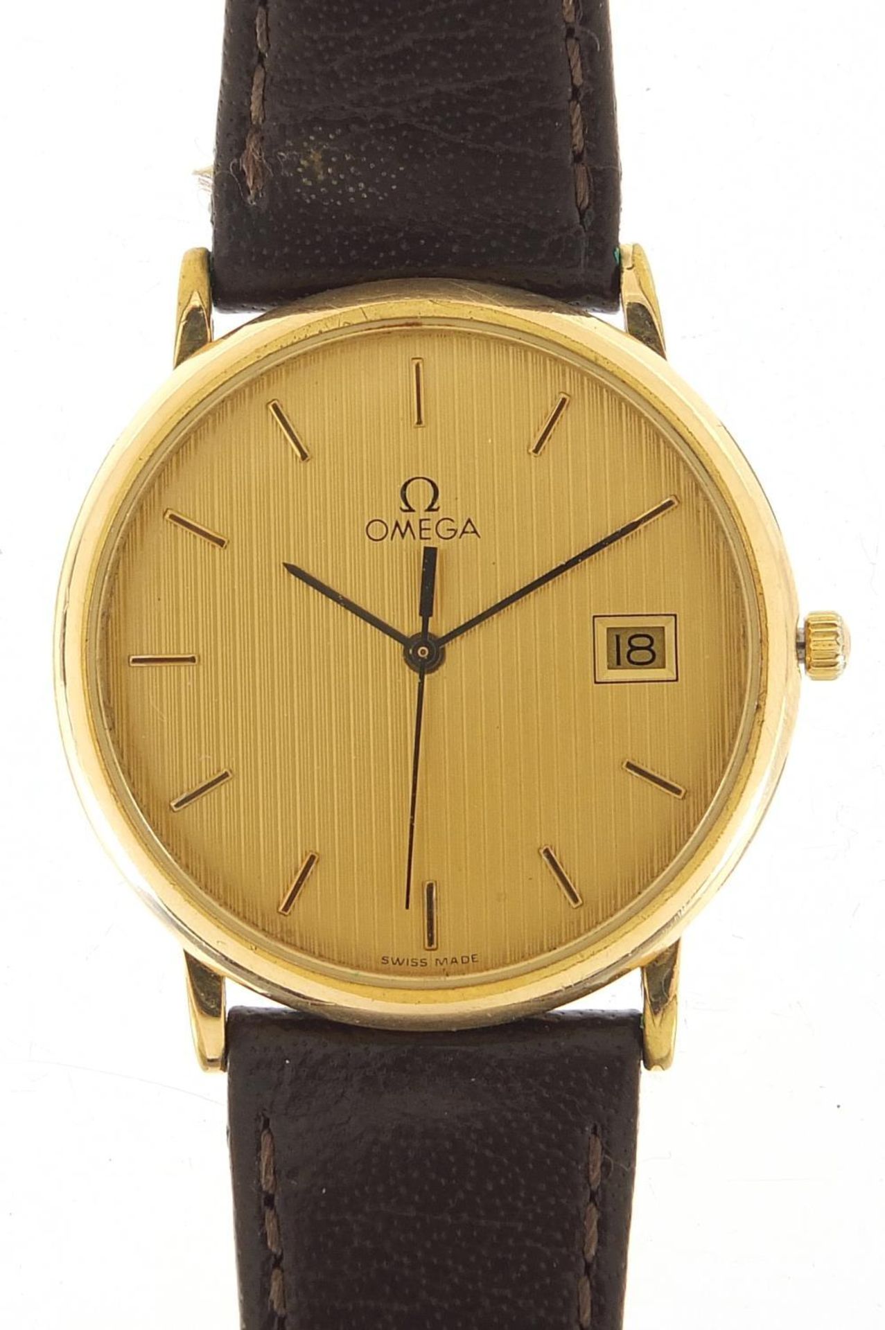 Omega Deville, gentlemen's quartz wristwatch with date aperture, 32.0mm in diameter :