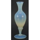 19th century vaseline glass vase with writhen stem, 18cm high :