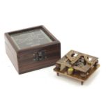 Military interest sundial compass with hardwood case, the case 10cm wide :