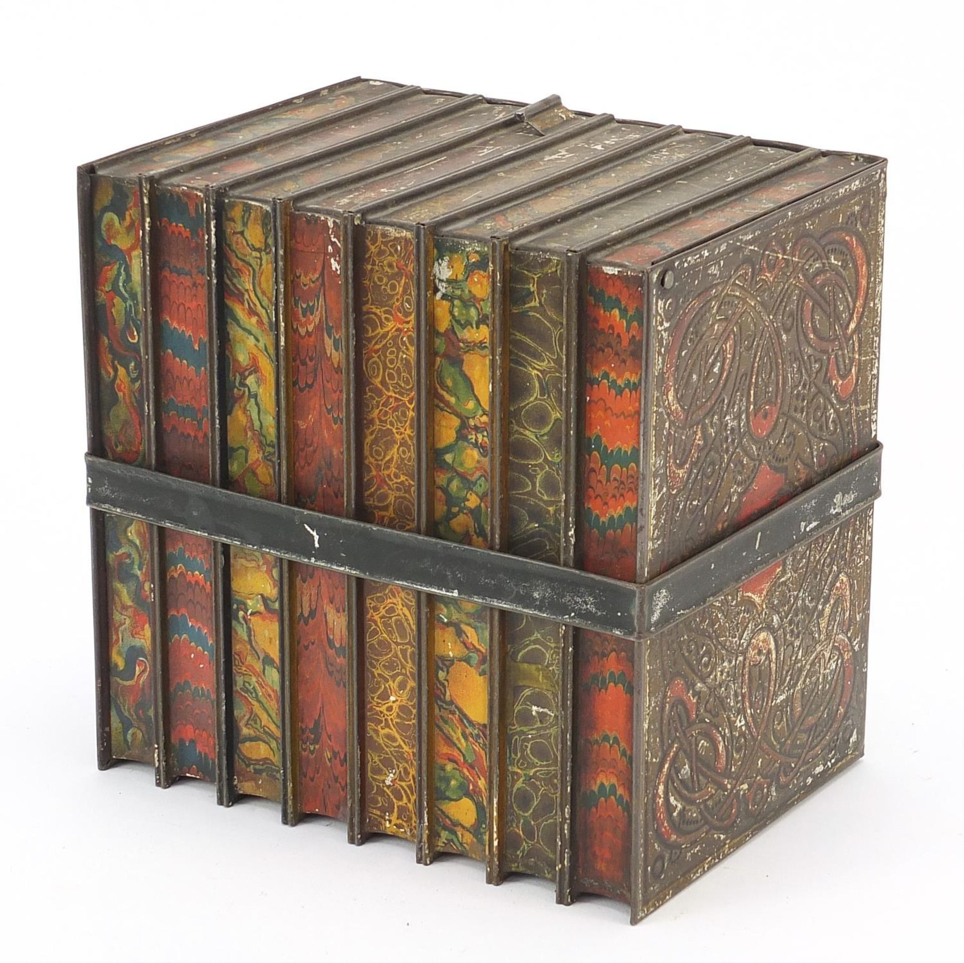 Vintage Huntley & Palmers biscuit tin in the form of a stack of books, 16cm wide : - Image 4 of 5