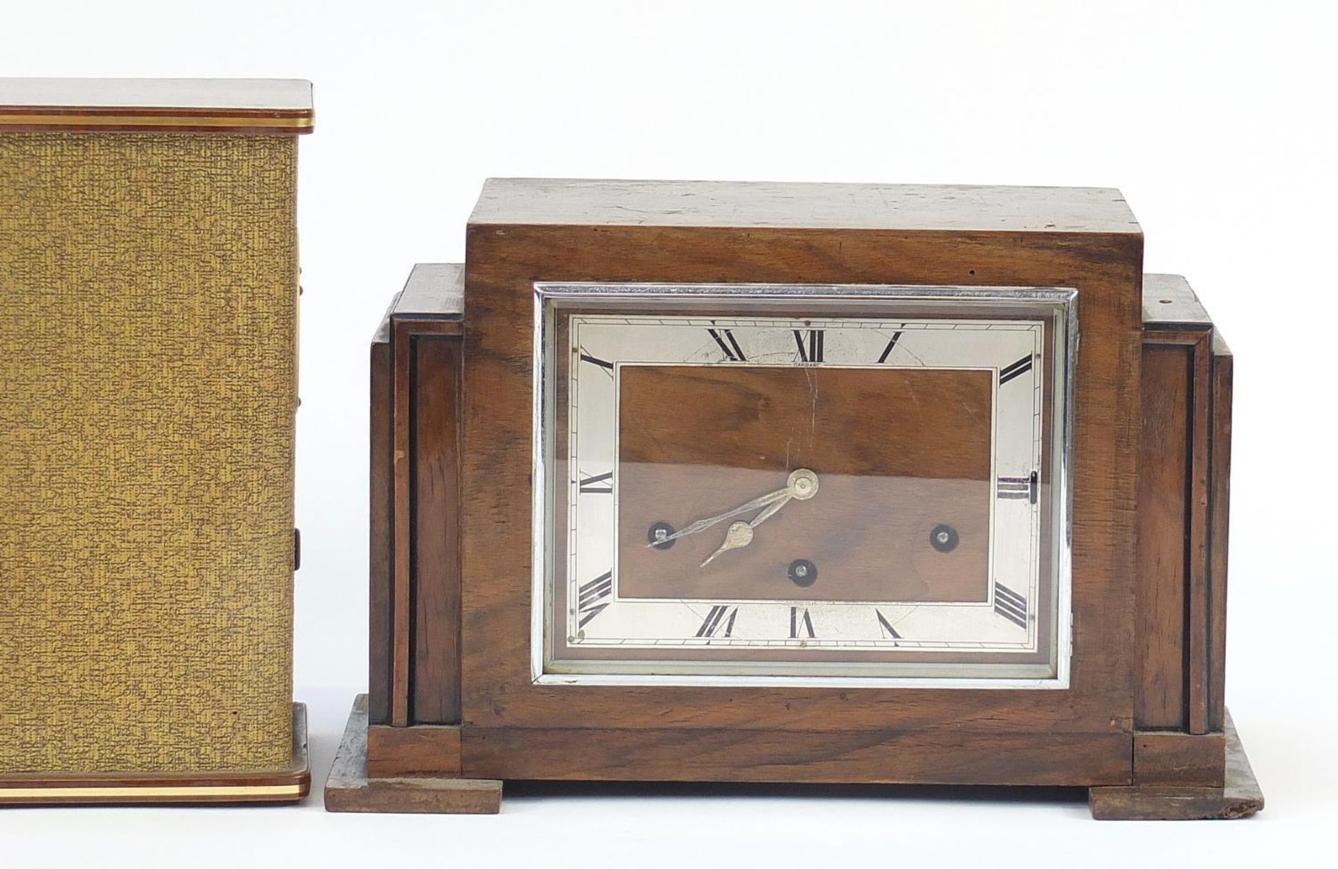 Two Art Deco Westminster chiming mantle clocks and a Smiths example, the largest 41.5cm wide : - Bild 3 aus 8