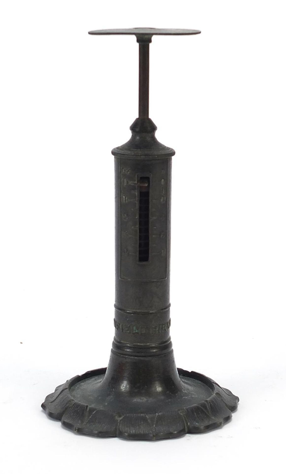 Victorian brass pillar postal scale by W R Winfield of Birmingham, 16.5cm high :