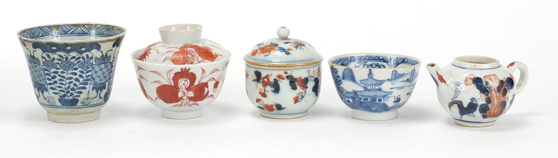 Chinese and European ceramics including tea bowls and Imari palette teapot, the largest 15.5cm in - Image 3 of 9