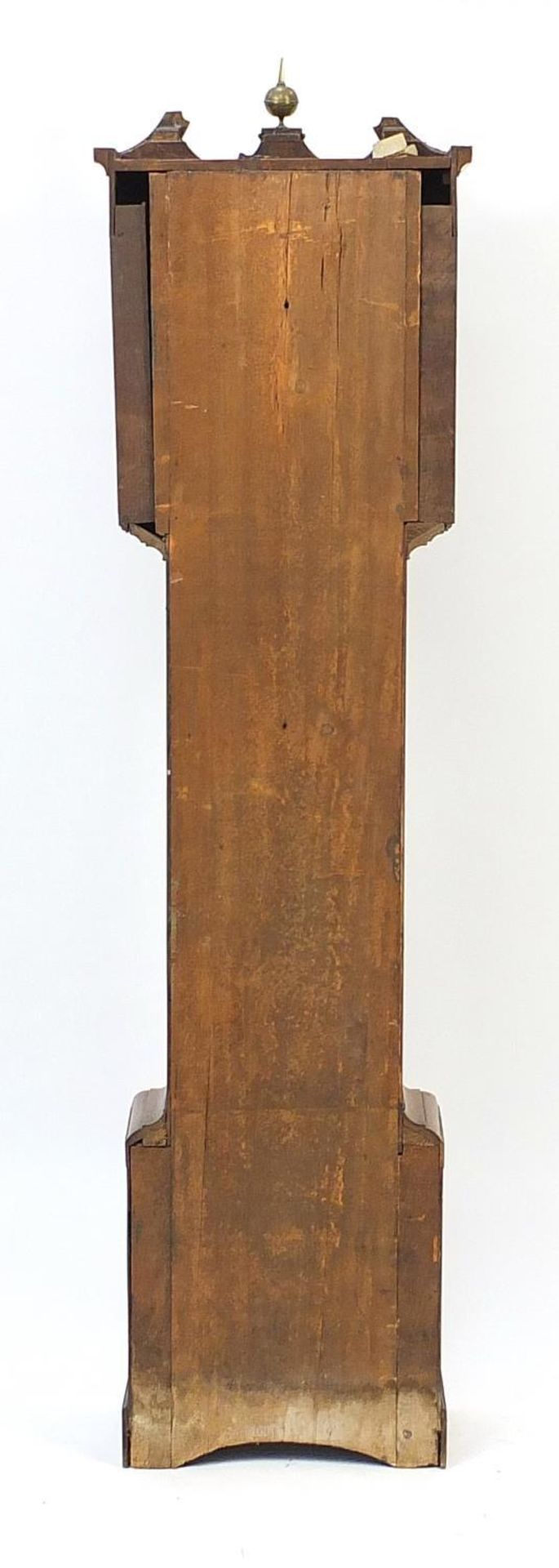 Early 19th century mahogany and oak longcase clock with brass face and subsidiary dial, the circular - Image 6 of 9