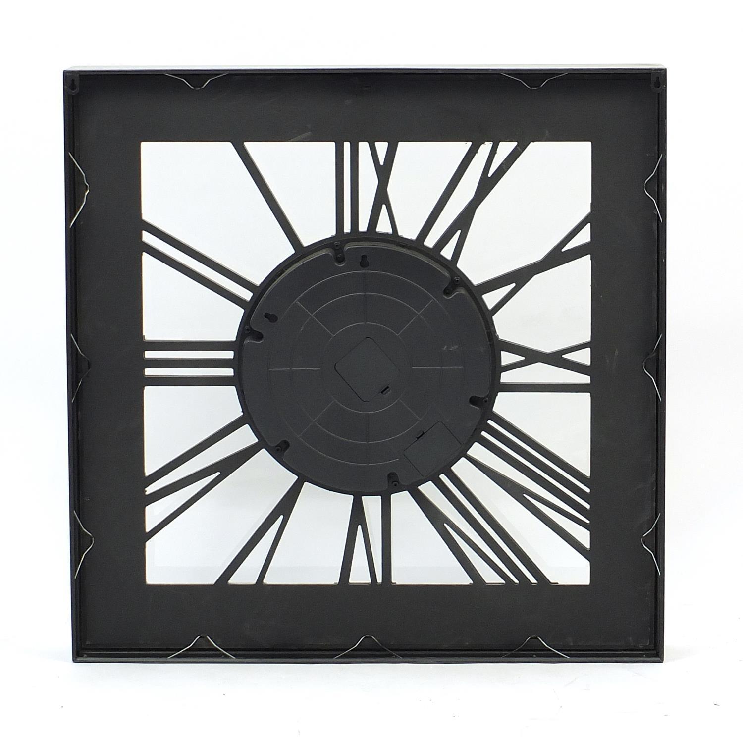 Large skeleton design wall clock with Roman numerals, 80cm square x 10.5cm deep : - Image 4 of 4