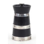 Hukin & Heath, Victorian silver and ebony pepper mill, Birmingham 1898, 9cm high :