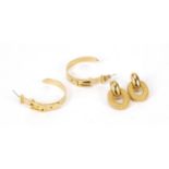 Two pairs of designer earrings by Burberrys and Karen Millen, 3.5cm and 2.5cm high :