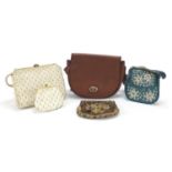 Four vintage and later ladies bags including Burberrys and beadwork, the largest approximately
