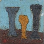 Still life vessels, impasto oil on canvas, unframed, 40.5cm x 40cm :