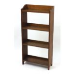 Arts & Crafts oak four shelf open bookcase, 109cm H x 52cm W x 19cm D :